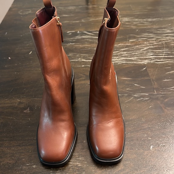 NEW $180 Franco Sarto Paula brown leather heel ankle boot women size 8.5 - Picture 6 of 8